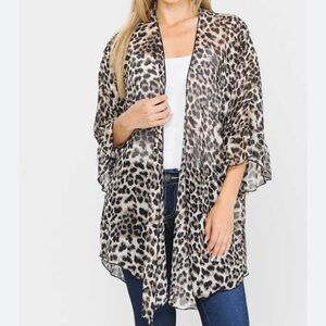 Try This Leopard Print sheer Kimino cardigan size 1x